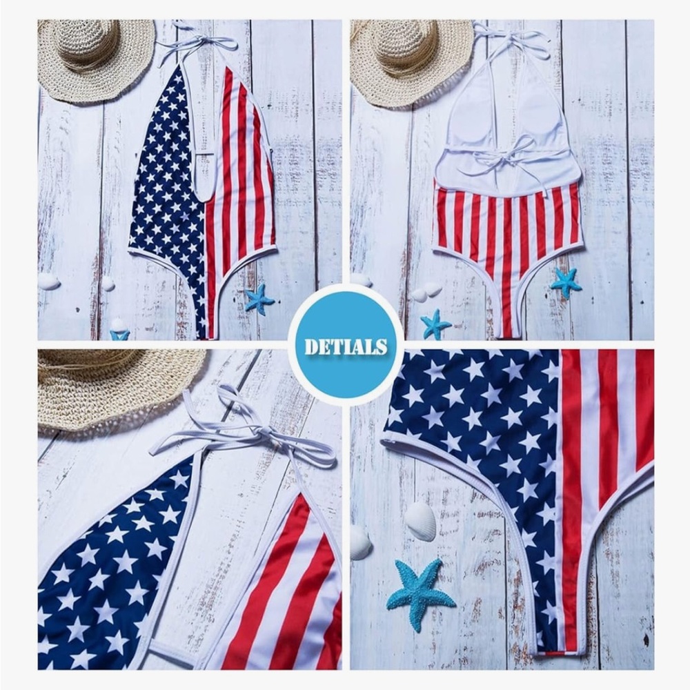 American flag Stars and Stripes Women's Swimsuit 4th of July size M (8-10) - Picture 6 of 8